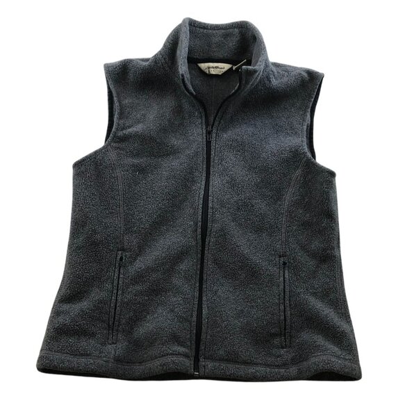 Eddie Bauer Women Vest Jacket Medium Full Zip Polartec Stand Up Collar Cozy Gray - Picture 1 of 14